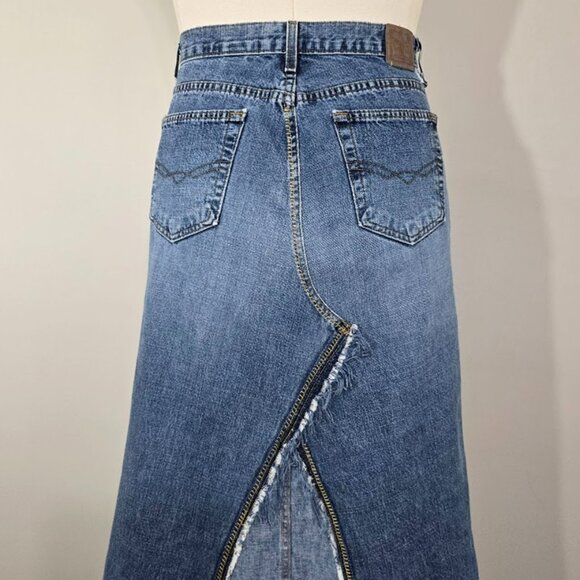 Vintage Canyon River Blues Patchwork Denim Jean Maxi Skirt 11 Womens Distressed - Picture 7 of 14